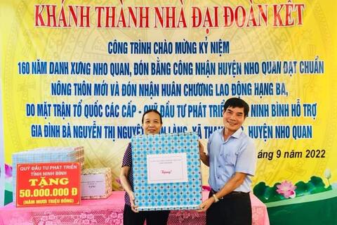 Uỷ ban MTTQ Việt Nam Huyện Nho Quan thực hiện hiệu quả  Chương trình hỗ trợ xây dựng nhà Đại đoàn kết