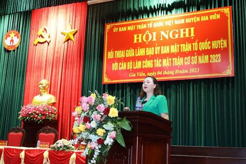 Lãnh đạo MTTQ Việt Nam huyện Gia Viễn tổ chức hội nghị đối thoại  với cán bộ làm công tác Mặt trận cấp cở năm 2023