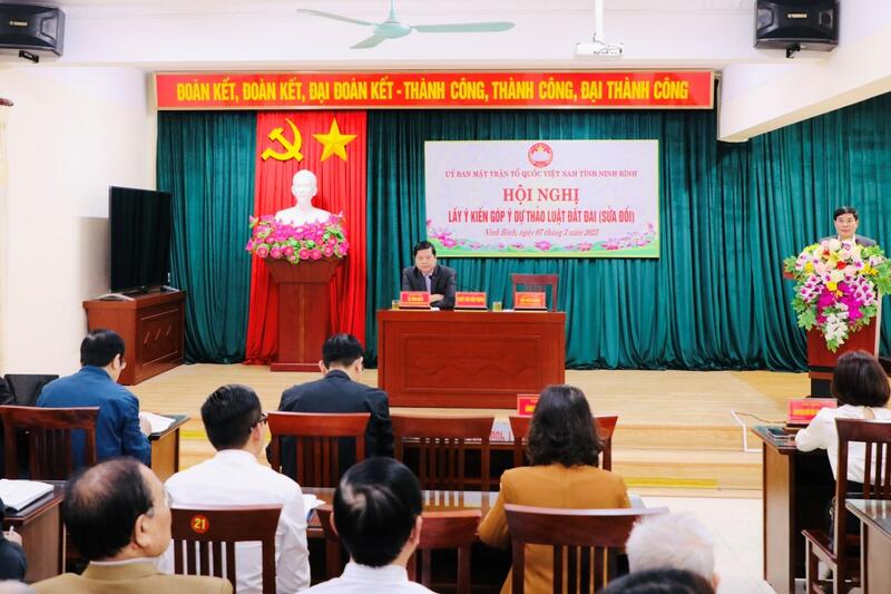 Ủy ban Mặt trận Tổ quốc Việt Nam tỉnh Ninh Bình tổ chức Hội nghị lấy ý kiến góp ý Dự thảo Luật Đất đai (sửa đổi)